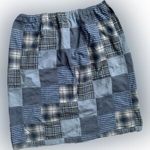 ORVIS blue plaid patch chambray skirt, elastic waist, medium (fits large too)